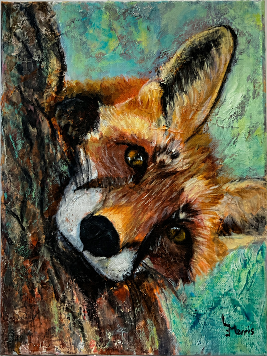Cute Curious Fox — Original Acrylic Painting — 11 × 14 in
